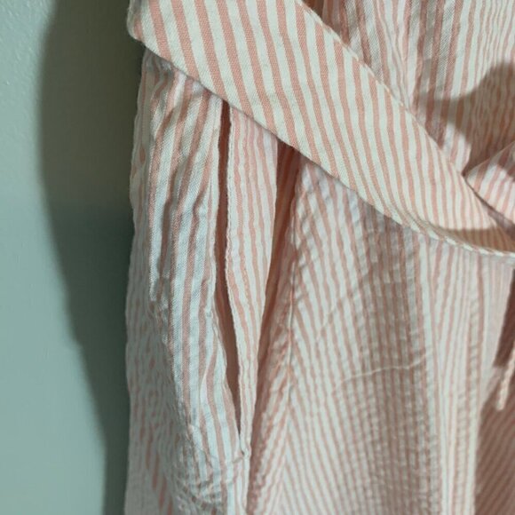 Cynthia Rowley pink white striped seersucker sleeveless collared button dress - Picture 7 of 11